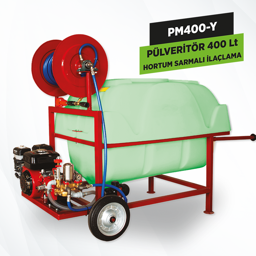 PM400-Y Modeli Pülverizatör 400 Lt Hortum Sarmalı İlaçlama Makinası